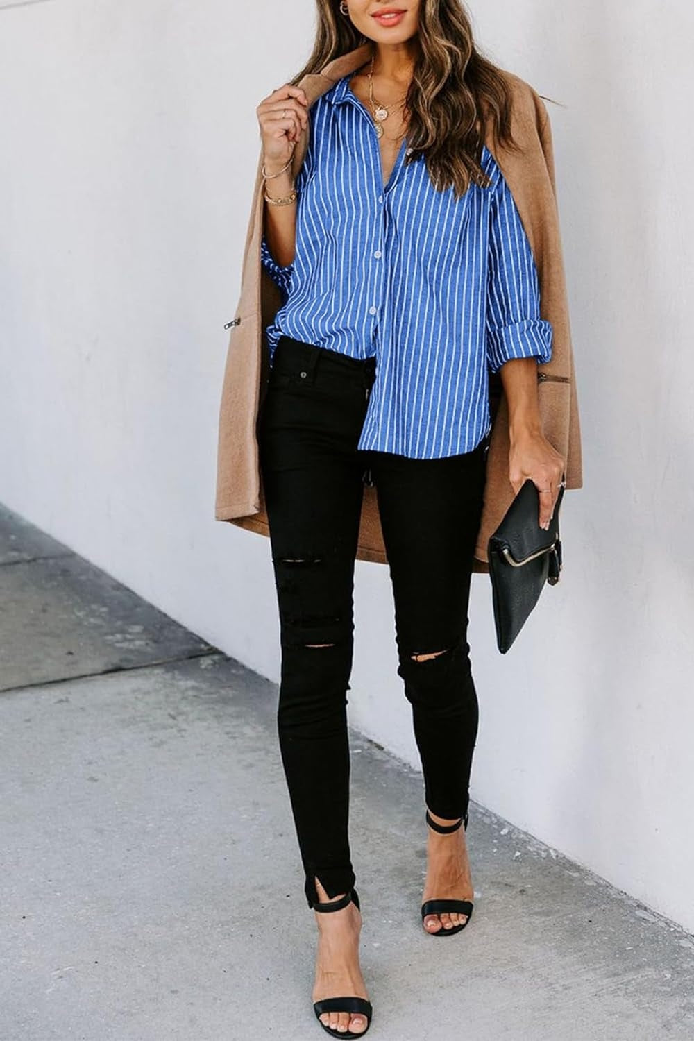 Striped Button Up Long Sleeve Shirt apparel & accessories