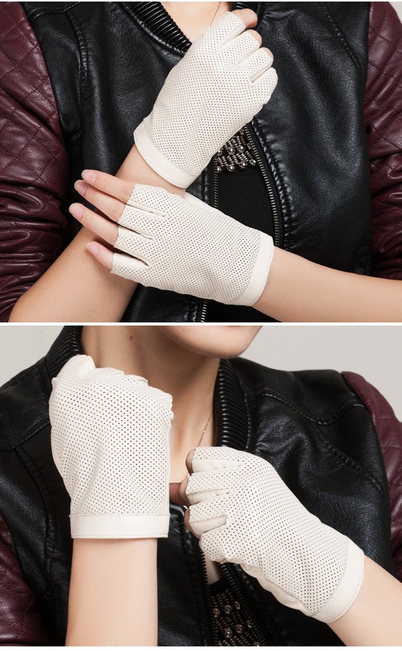 Leather Sheepskin Non-slip Thermal Short Half-finger Gloves apparels & accessories