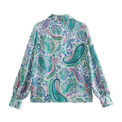 Spring New Women's Retro Casual Printed Shirt Top apparel & accessories