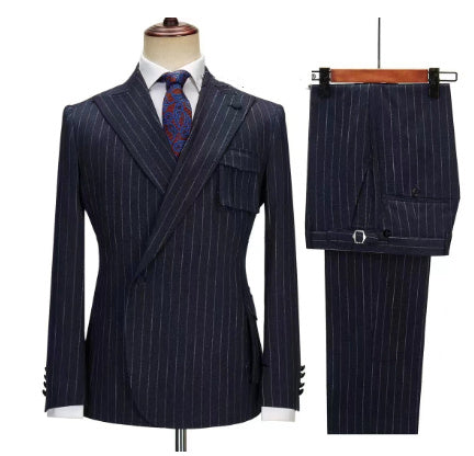 Suit Double Breasted Men's Striped Two-piece Set apparel & accessories