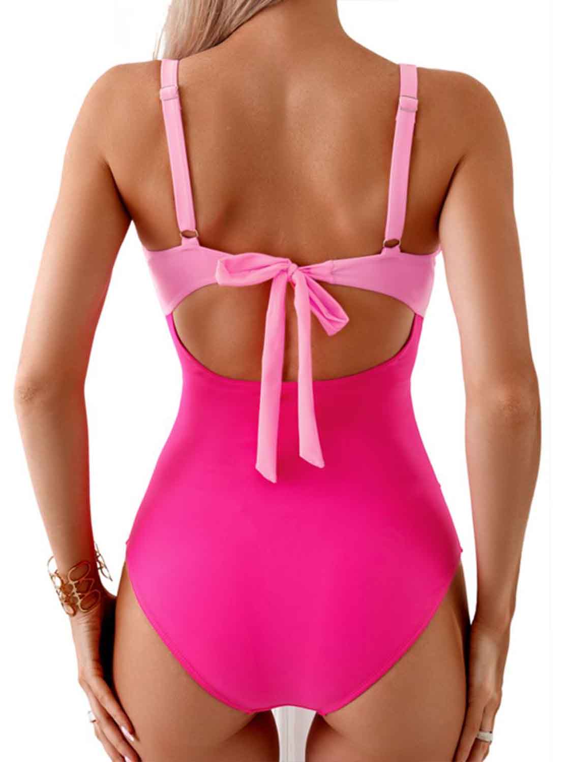 Tied Cutout Contrast One-Piece Swimwear apparel & accessories