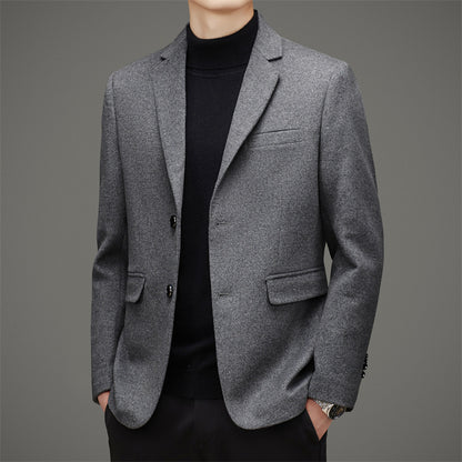 Men's Business Wool Tweed Suit Top T-Shirt