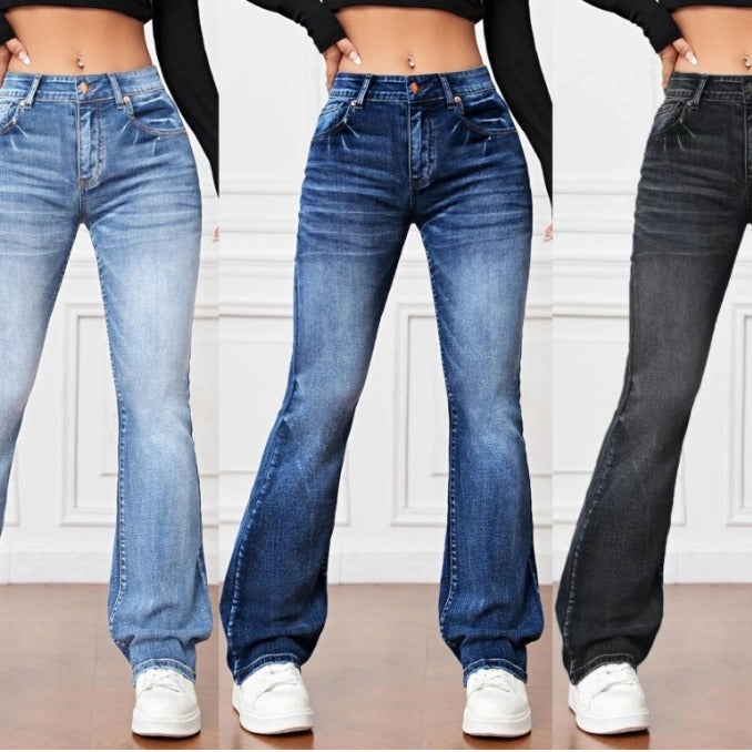 Denim High Waist Loose And Slimming Bootcut Trousers apparel & accessories