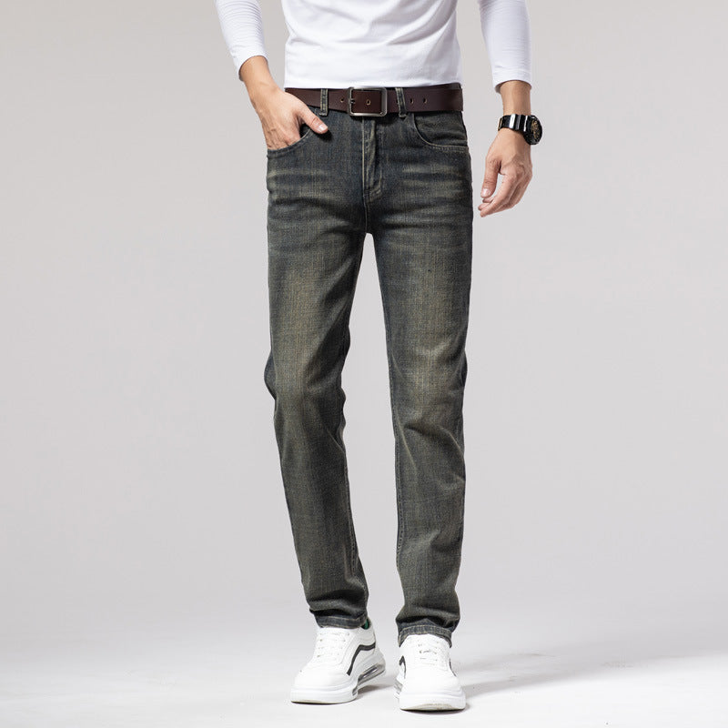 Men's Straight Stretch Slim Retro Running Long Jeans men's clothing