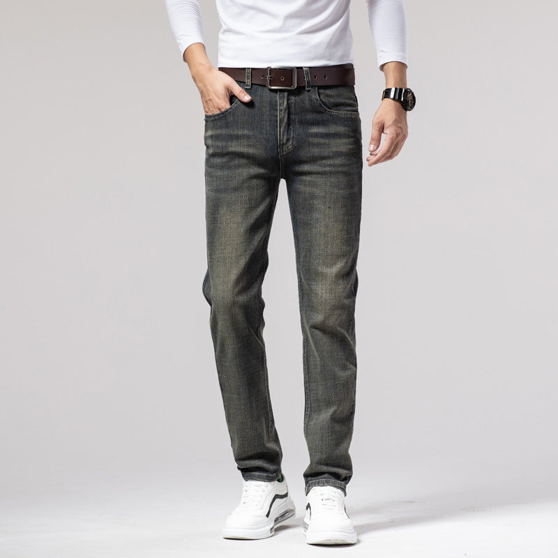 Men's Straight Stretch Slim Retro Running Volume Versatile Retro Men's Long Jeans apparel & accessories