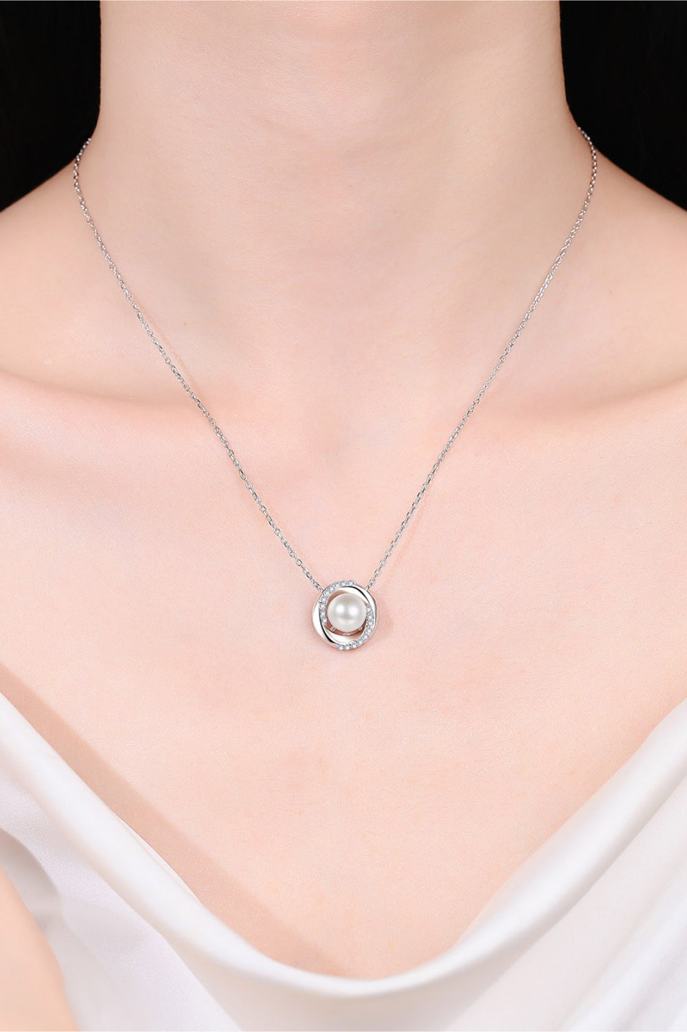 Moissanite Pearl Rhodium-Plated Necklace apparel & accessories