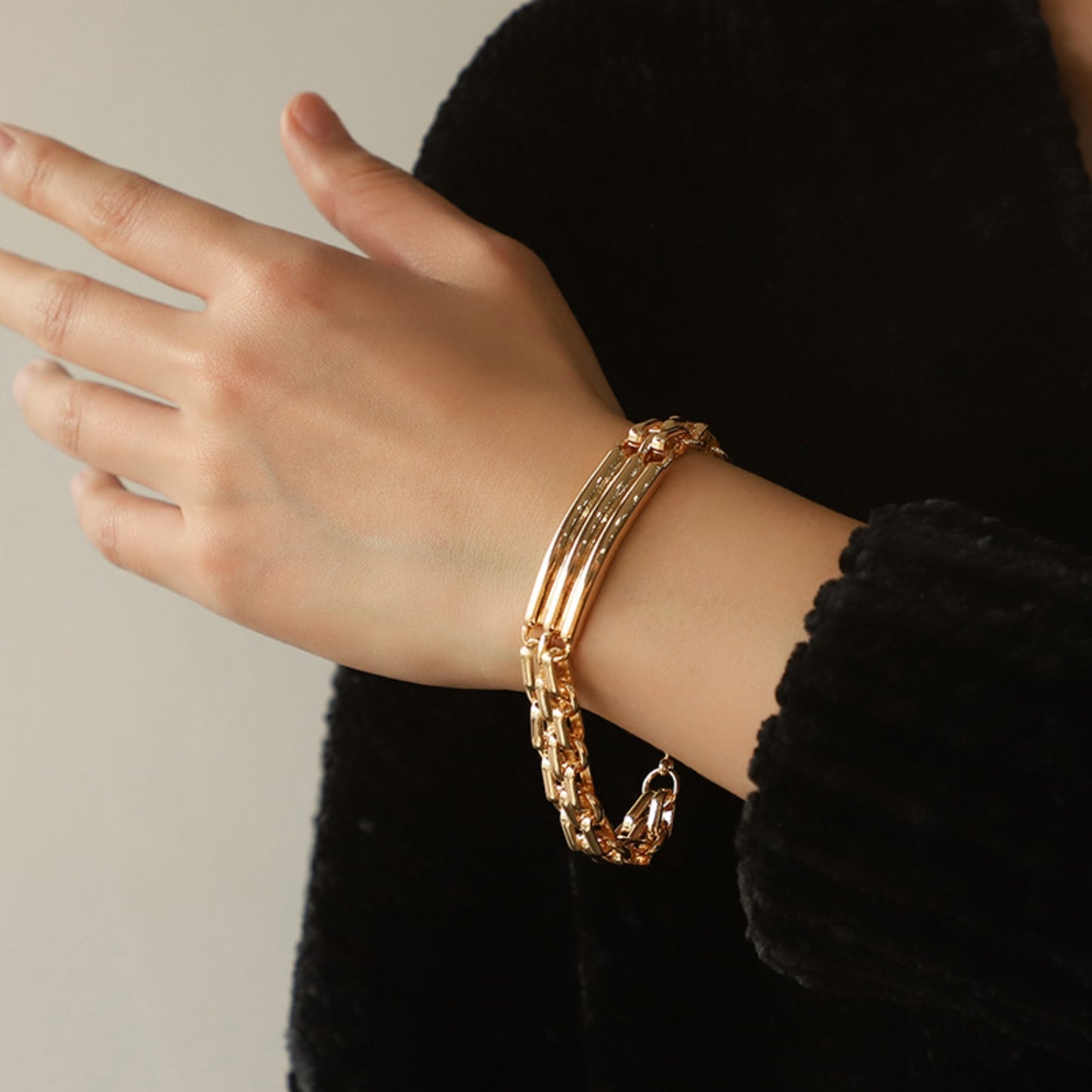 Gold-Plated Alloy Chain Bracelet 