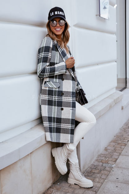 European And American Fashion Plaid Woolen Coat apparel & accessories