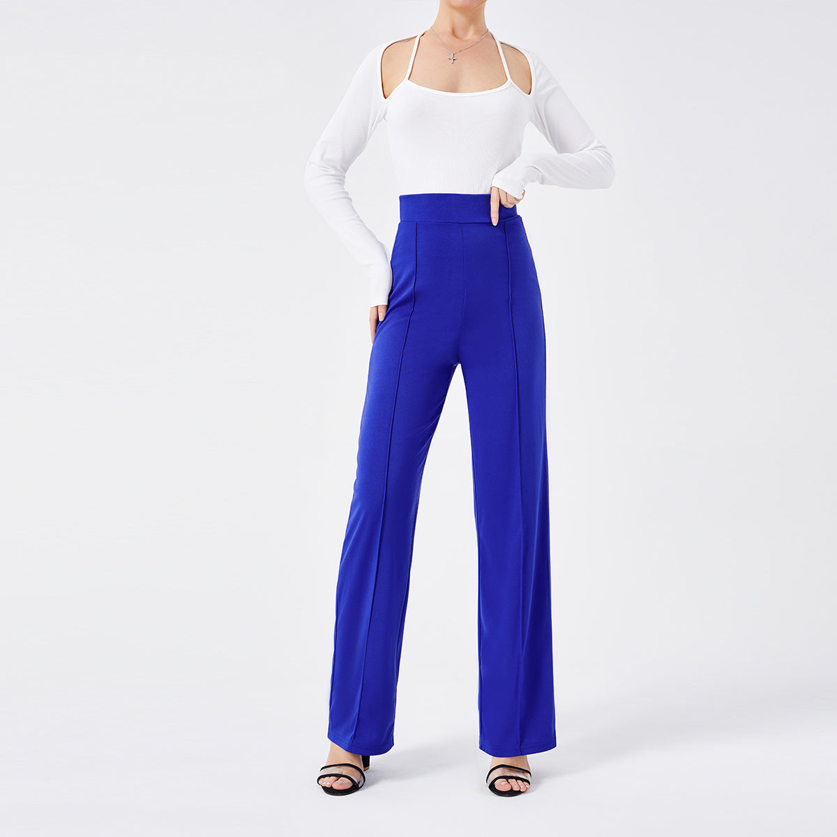 Solid Color Casual Pants Slim, High-waisted Bell Bottoms apparels & accessories