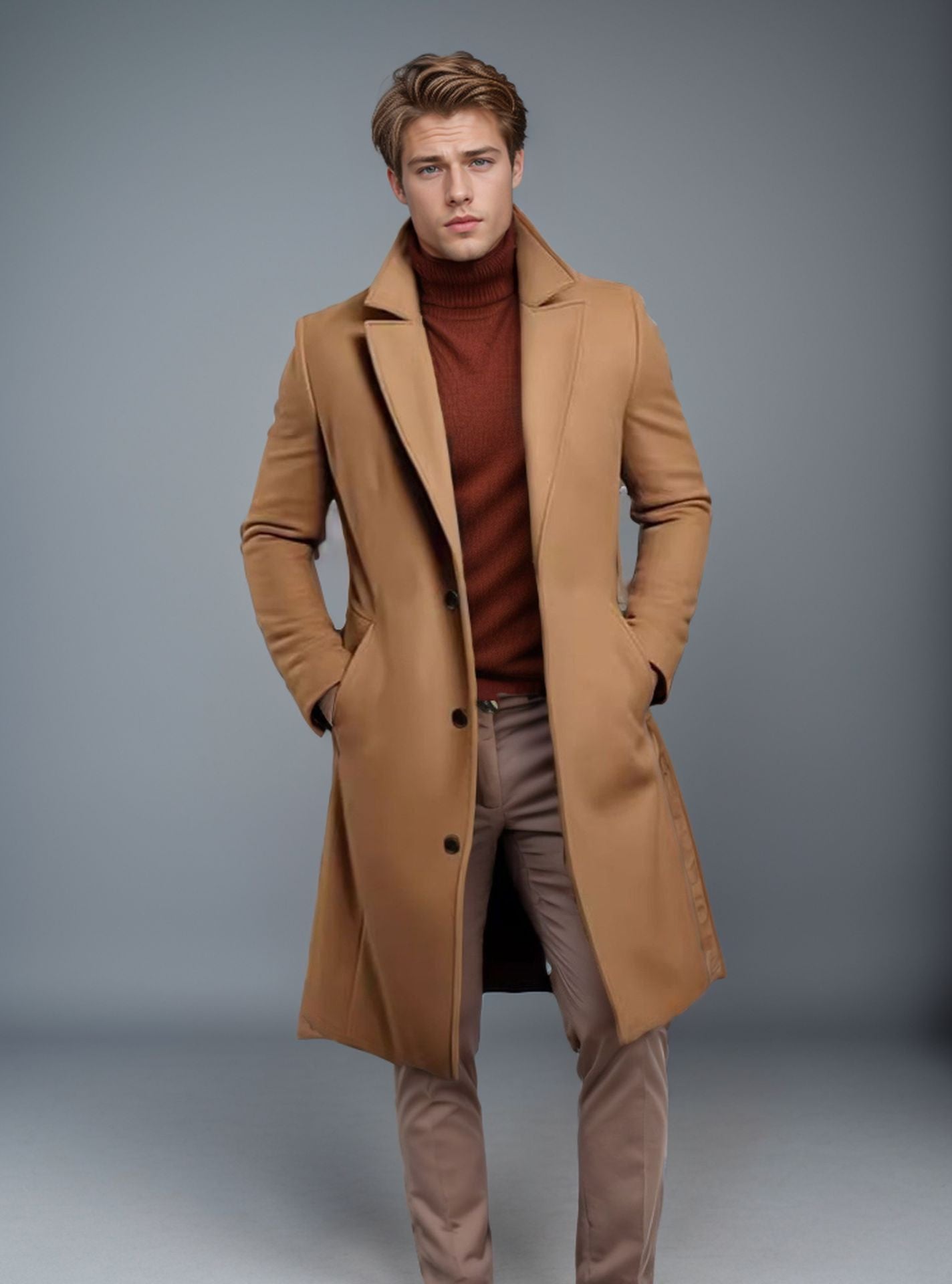 Woolen Men's Mid-length Trench Coat apparels & accessories