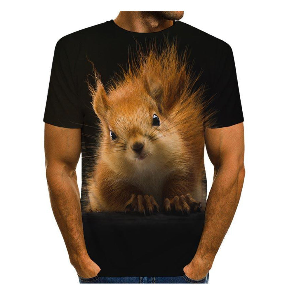 T-shirt 3D Printing Animal Print T-shirt Cute Top men's clothing