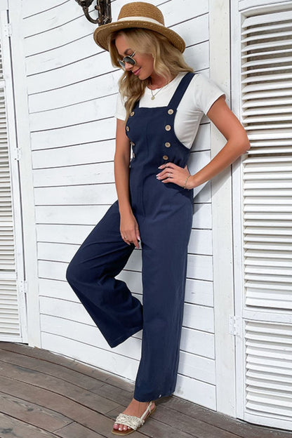 Light Up Your Life Buttoned Straight Leg Overalls apparel & accessories