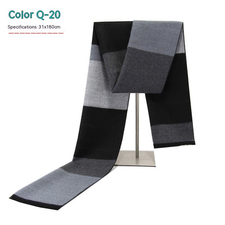 Men's Striped Winter Warm Artificial Cashmere Scarf Men's Scarves