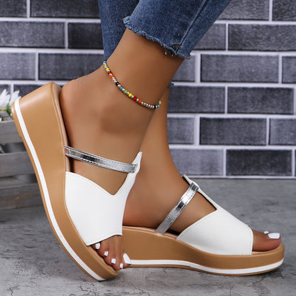 Summer Peep-toe Wedges Sandals Casual Thick Sole Heightening Slippers Fashion Outdoor Slides Shoes Women Accessories for women