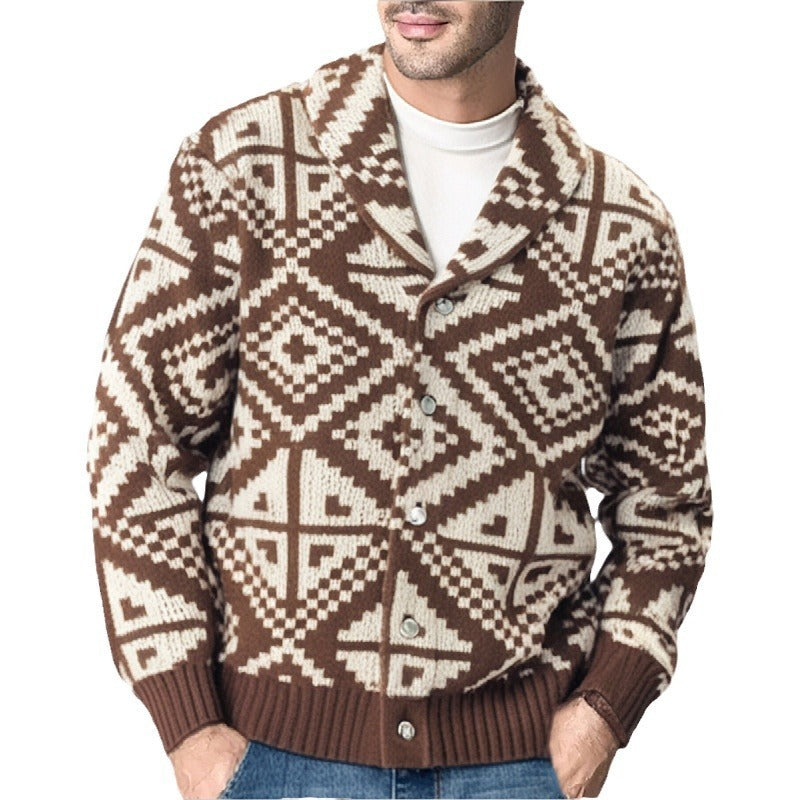 Men's Casual Geometric Jacquard Sweater apparels & accessories