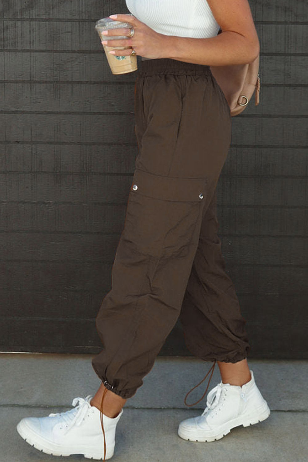 Drawstring Elastic Waist Pants with Pockets apparel & accessories