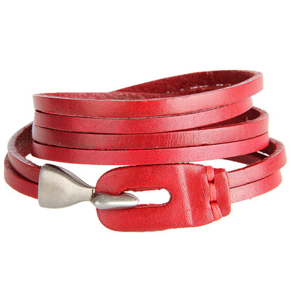 Retro Leather Bracelet 3-ring Winding Leather Hand Strap Hook Wrist Strap Metal Jewelry