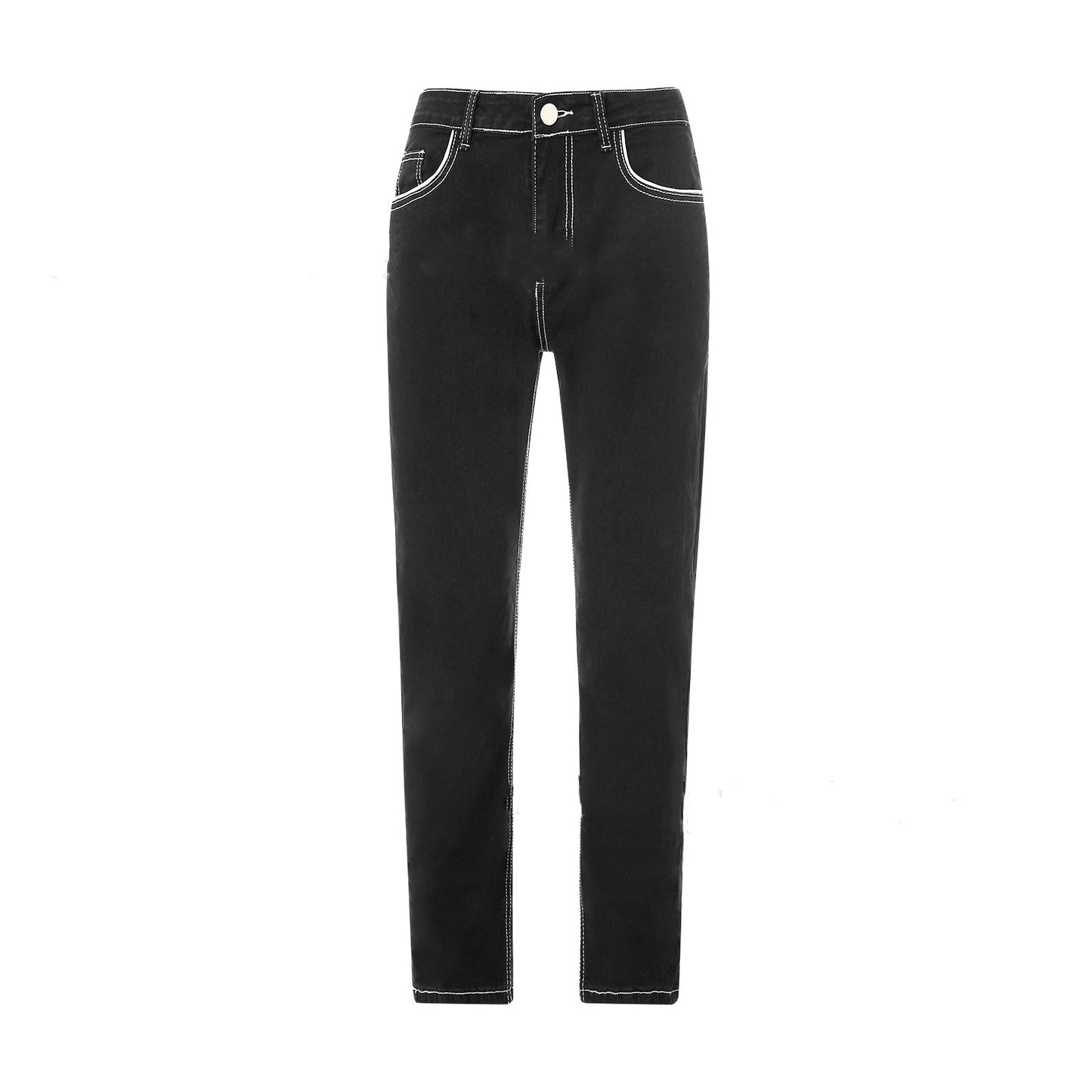 High Quality Blue Slim-fitting Simple Small Straight-leg Jeans apparel & accessories