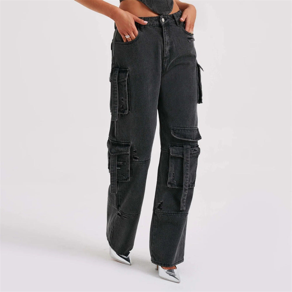 American-style Low Waist Pocket Stitching Jeans apparels & accessories