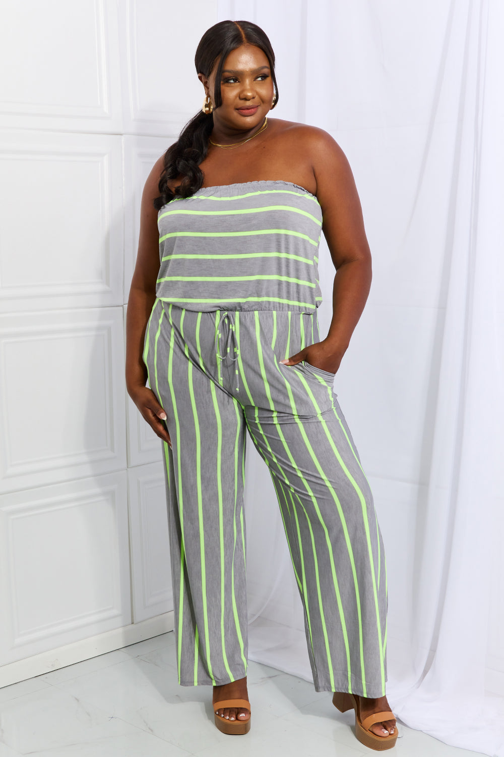 Full Size Sleeveless Striped Jumpsuit Bottom wear