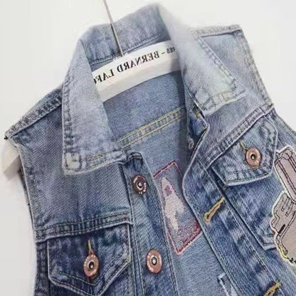 Women's Short Slim Denim Vest Personalized apparels & accessories