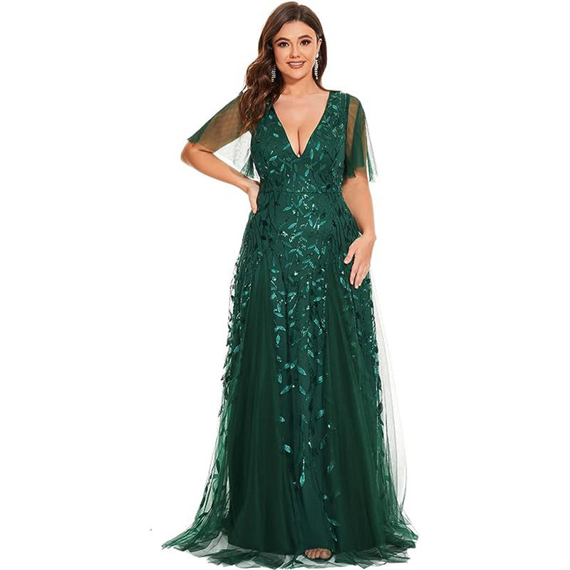 Women's Plus Size Bridesmaid Sequined Net Fishtail Dress Dresses & Tops