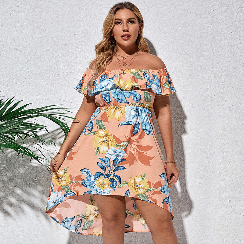 Plus Size Women's Irregular Print Temperament Dress Dresses & Tops