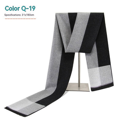 Men's Striped Winter Warm Artificial Cashmere Scarf Men's Scarves