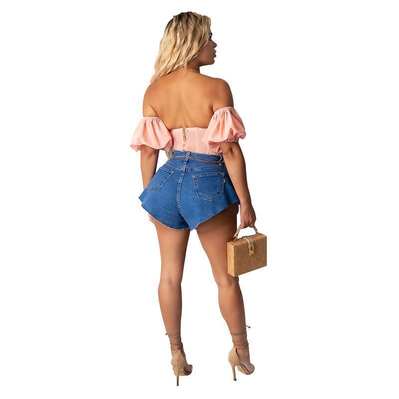 Wide-leg denim shorts shorts