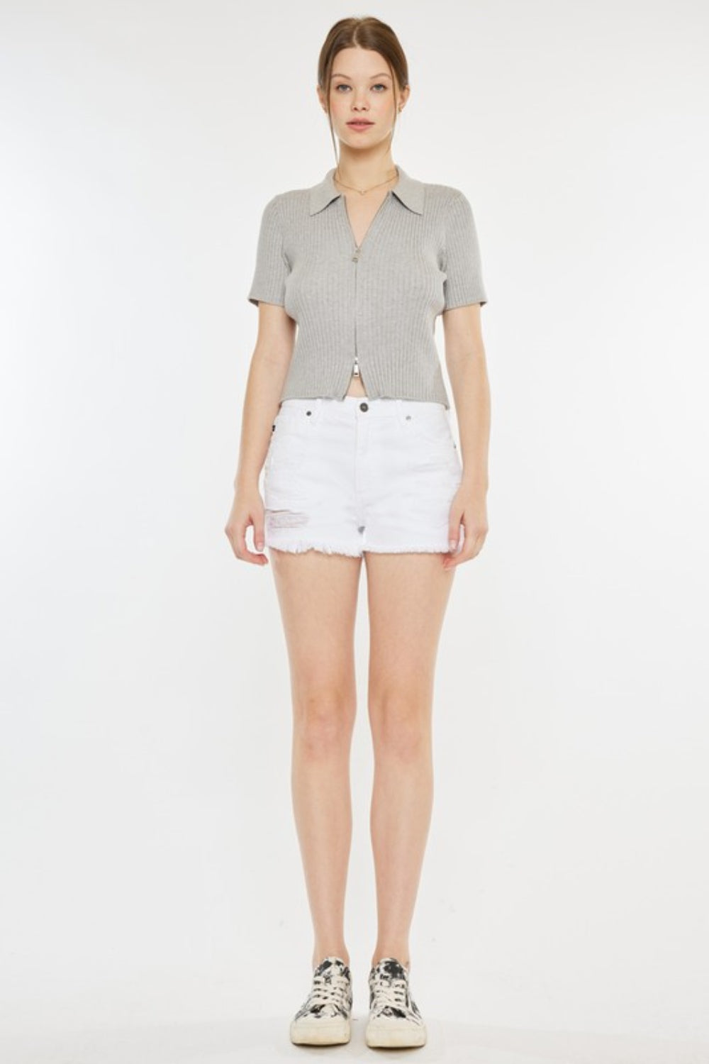 Kancan Raw Hem Distressed Denim Shorts Bottom wear