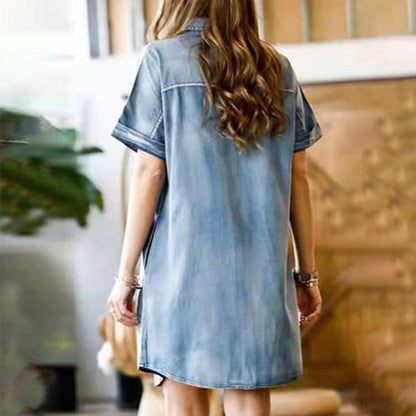 Casual Women Denim Pocket Short Sleeve Dress apparel & accessories