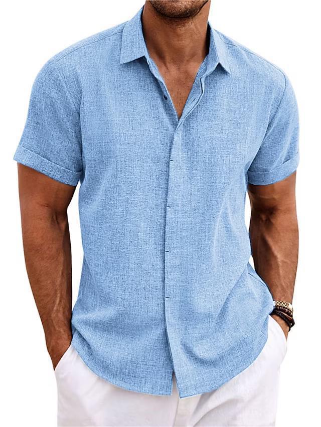 Men's Solid Color Loose Linen Short-sleeved T-shirt apparel & accessories