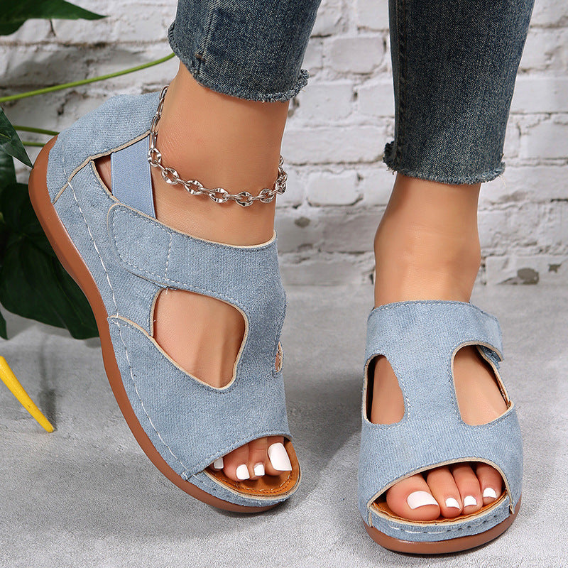 Casual Sandals Summer Shoes For Women Low Heels Velcro Shoes Shoes & Bags