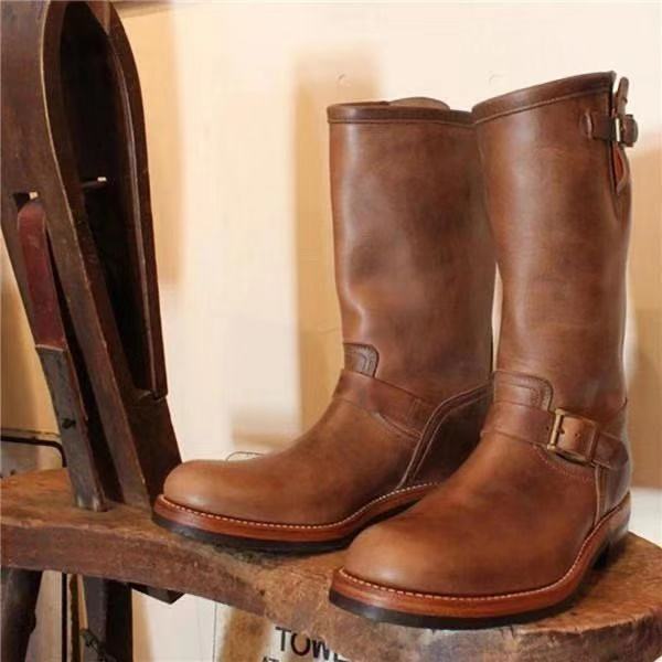 Flat-bottomed Wedge Mid-tube All-match Casual Fashion Men's Boots Shoes & Bags