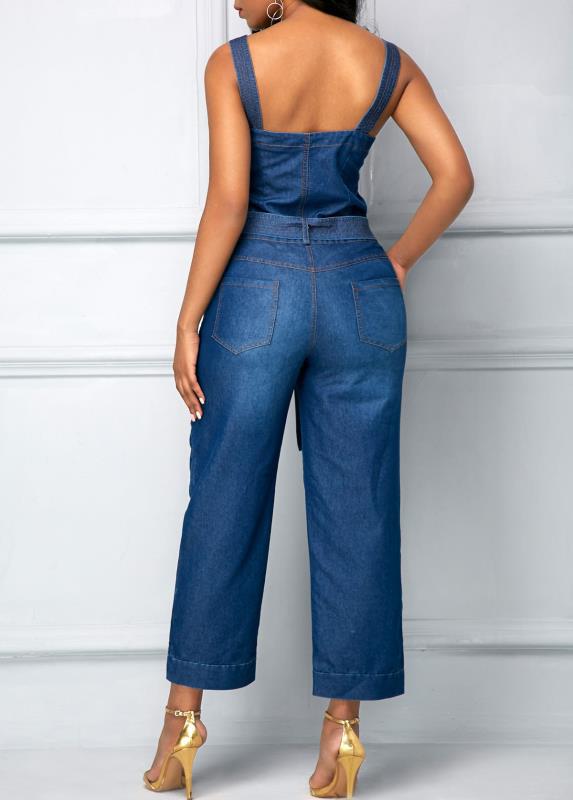 Sling Bowknot Denim Jumpsuit apparel & accessories