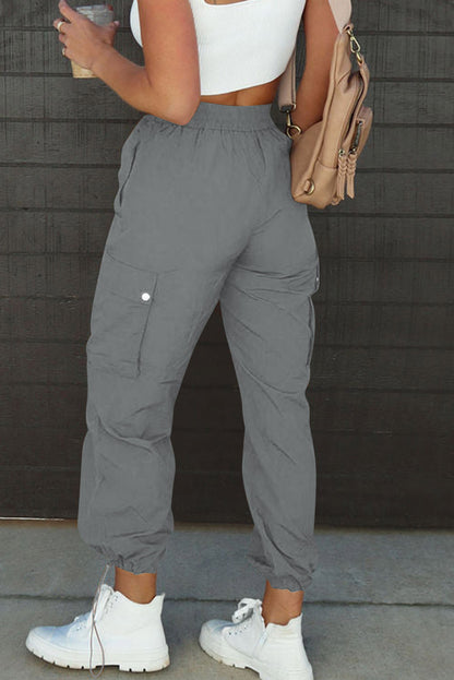 Drawstring Elastic Waist Pants with Pockets apparel & accessories