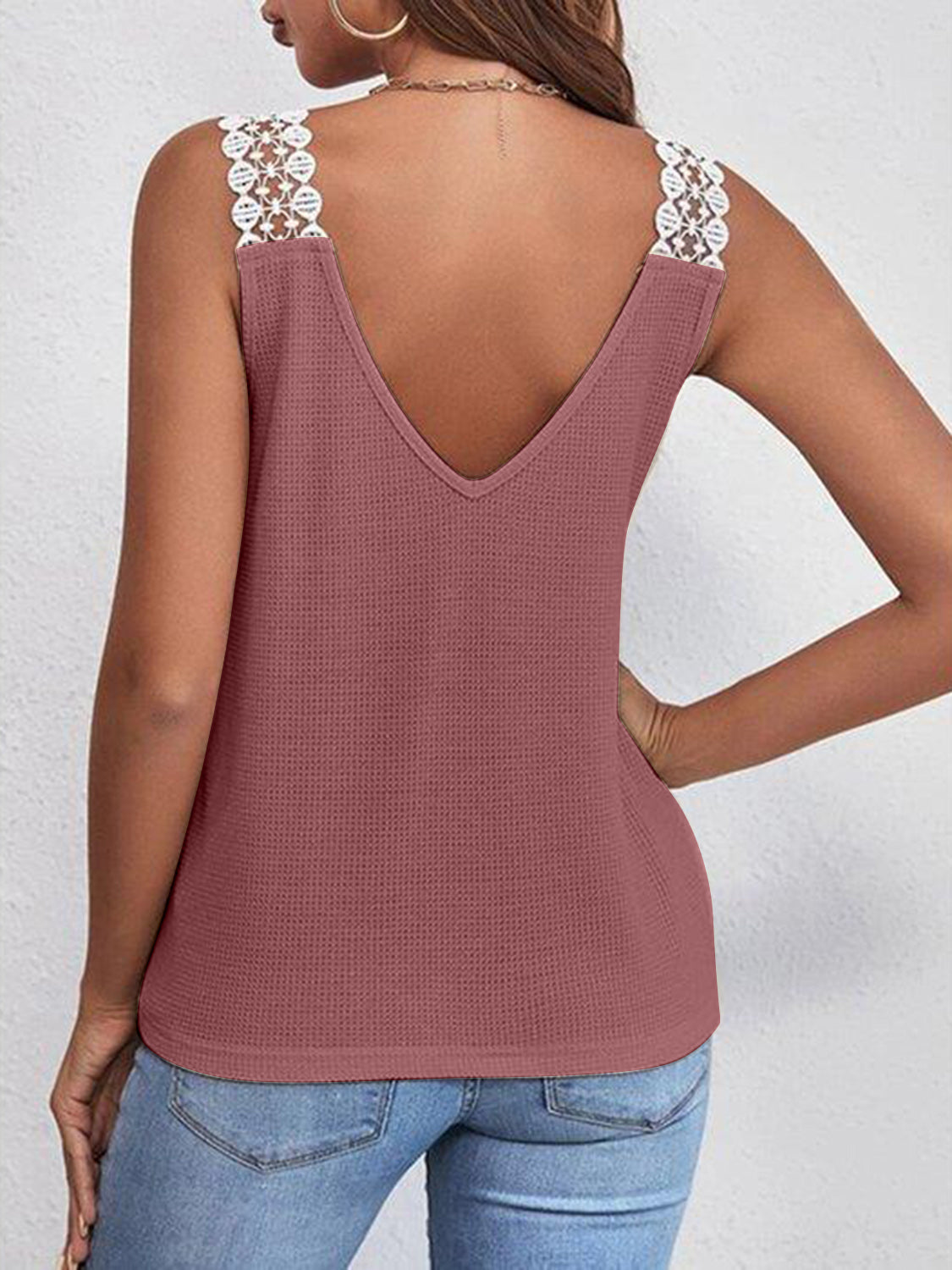 Full Size Lace Detail V-Neck Tank apparel & accessories