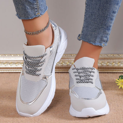 Women's Lace Up Sneakers Breathable Mesh Flat Shoes Shoes & Bags