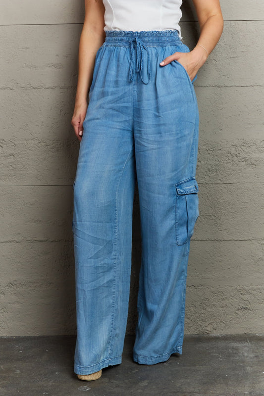 GeeGee Out Of Site Full Size Denim Cargo Pants Bottom wear