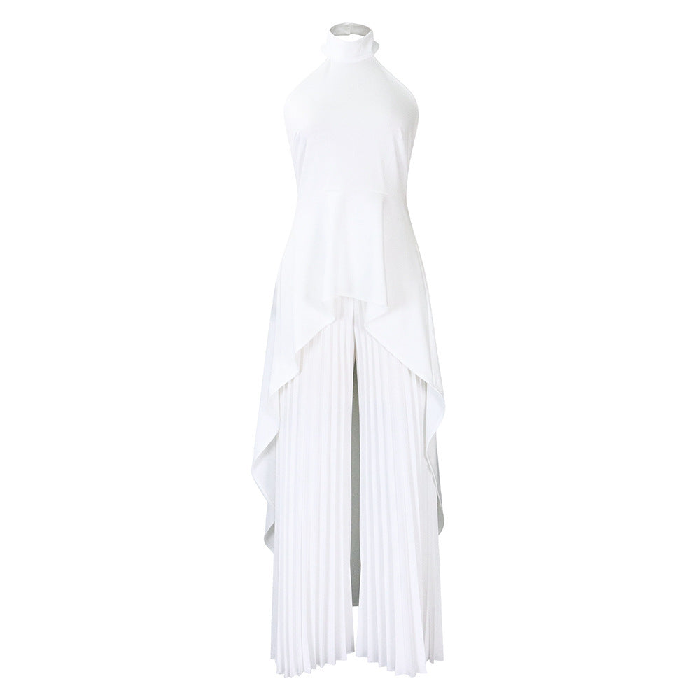 Fashion Casual Set Summer Socialite Private Wear Backless Top Pleated Wide-leg Trousers apparel & accessories