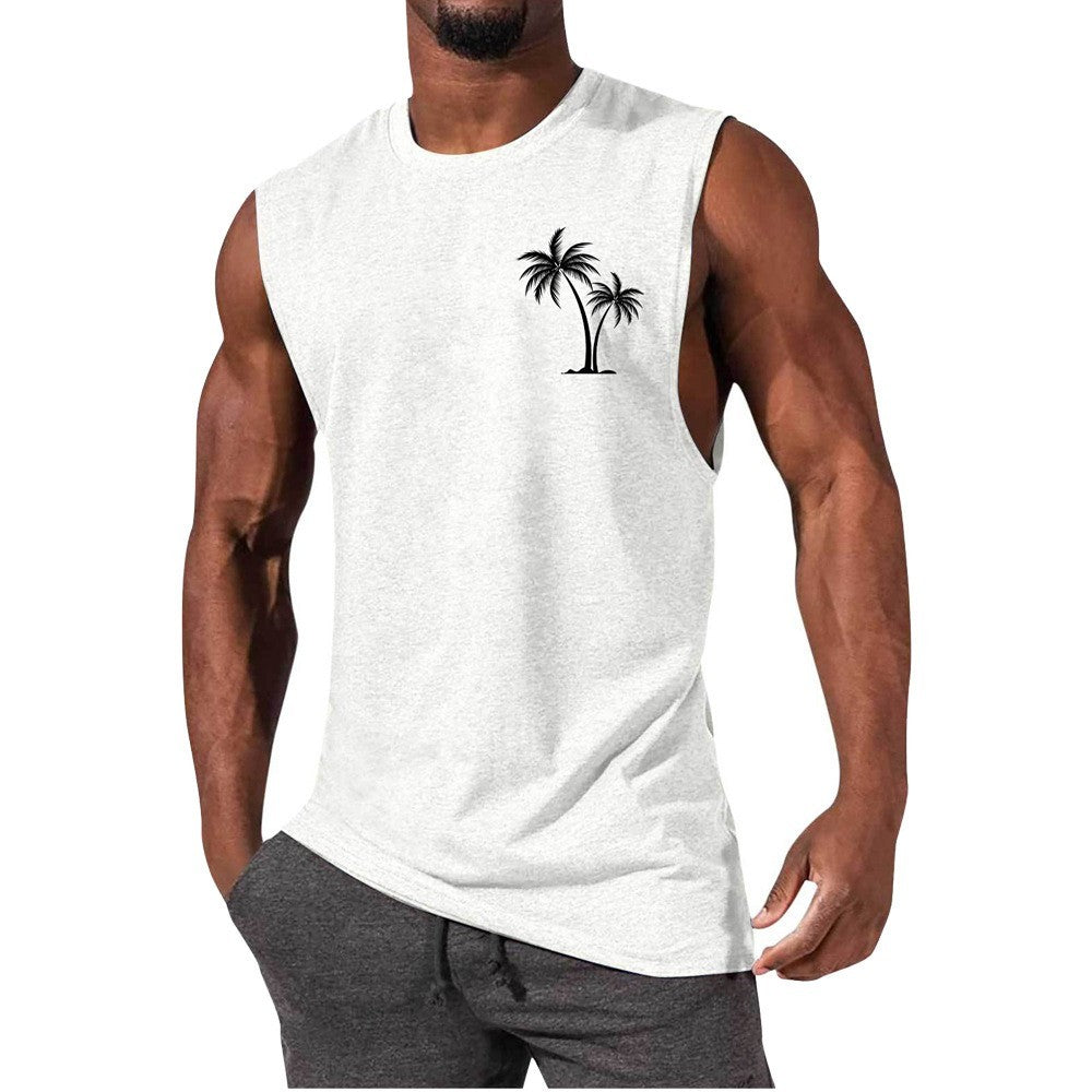 Coconut Tree Embroidery Vest Summer Beach Tank Tops T-Shirts & hoodies