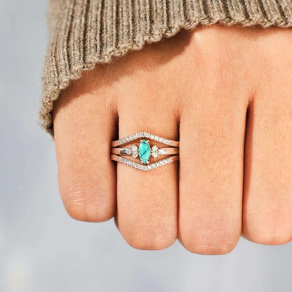 Artificial Turquoise V Shape Inlaid Zircon Ring apparel & accessories