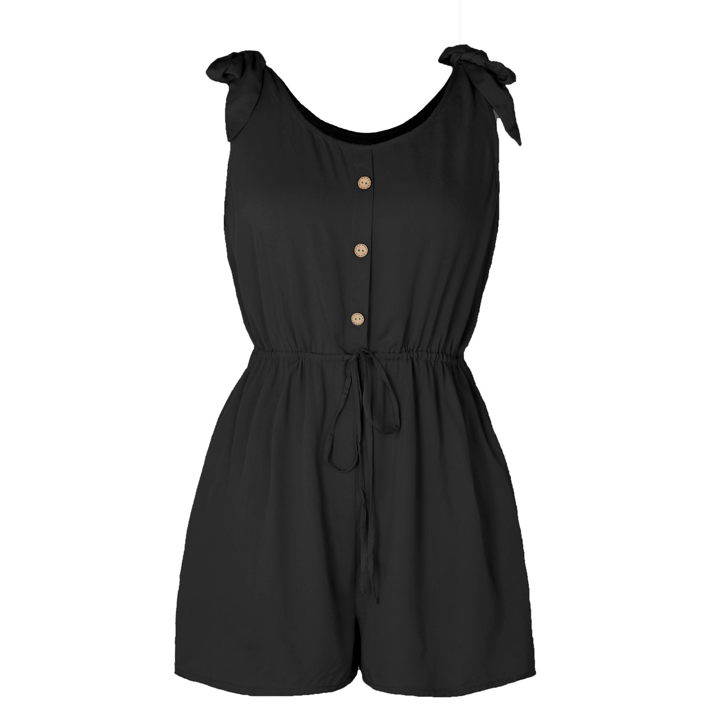 Women's Coconut Buckle Sleeveless Jumpsuit Lace-up apparel & accessories