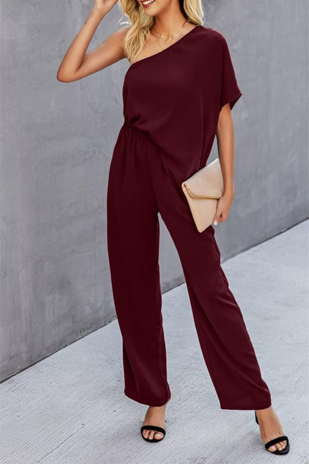 Single Shoulder Short Sleeve Jumpsuit apparel & accessories