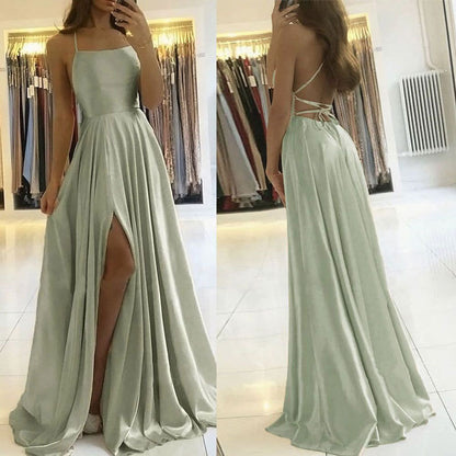 Elegant Multicolor Plus And Extra Size Evening Gown Prom Maxi Dress Sling Glossy Satin apparels & accessories