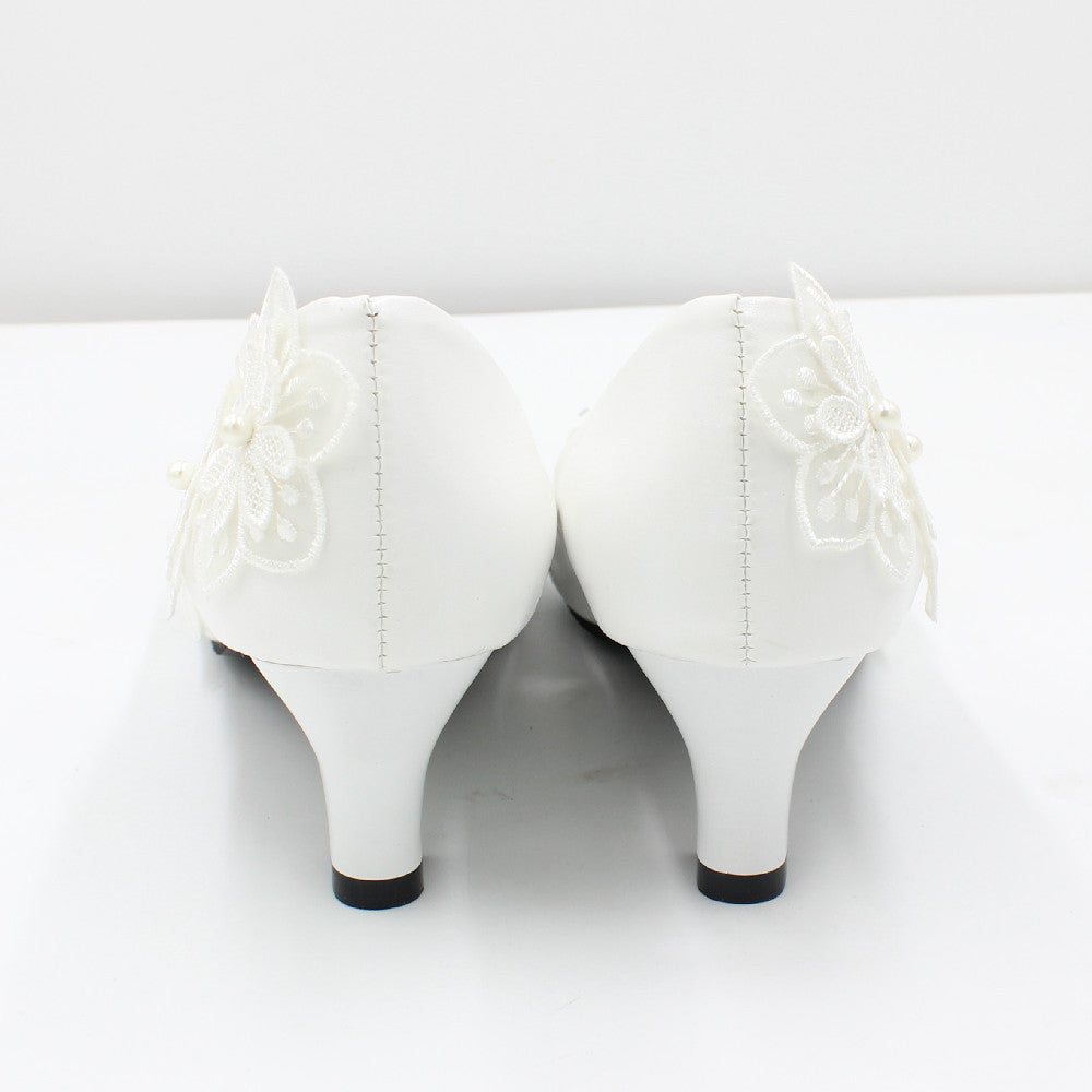 White Oversized Wedding Shoes With Square Heels Shoes & Bags