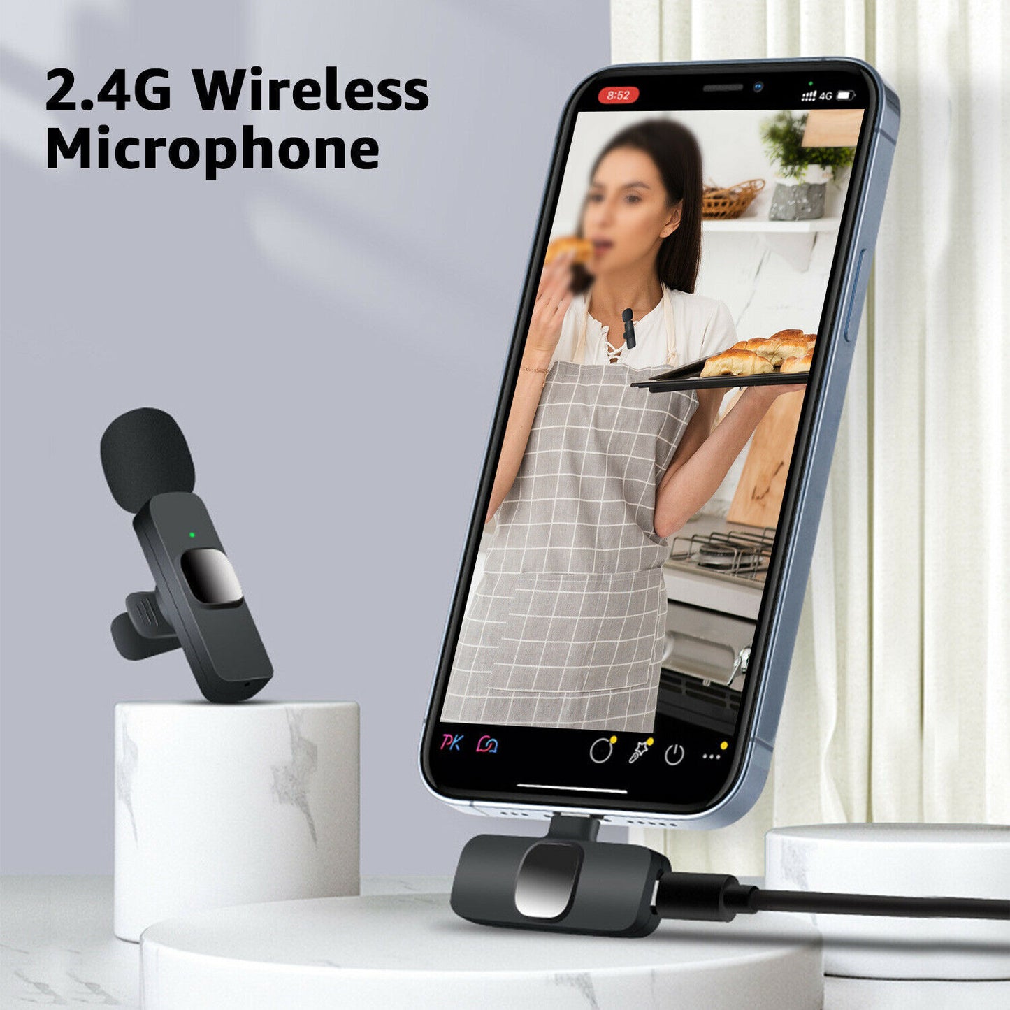 Lavalier Mini Microphone Wireless Audio Video Recording With Phone Charging Gadgets