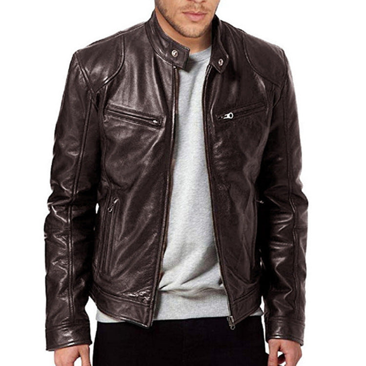 Pu Leather Collar Slim Leather Jacket apparels & accessories