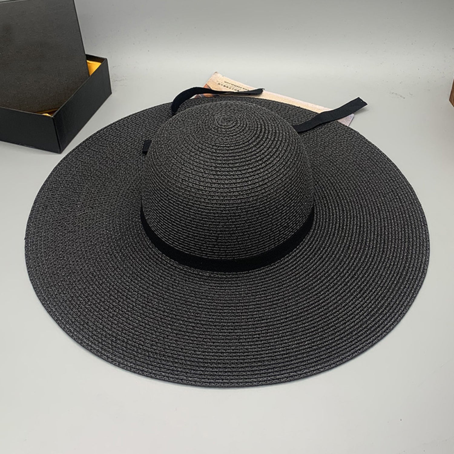 Bow Paper Braided Wide Brim Hat Accessories for women