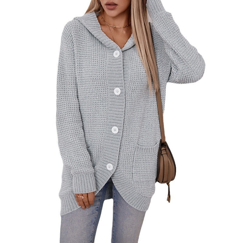 Women's Knitwear Hooded Loose Mid-length Sweater apparels & accessories